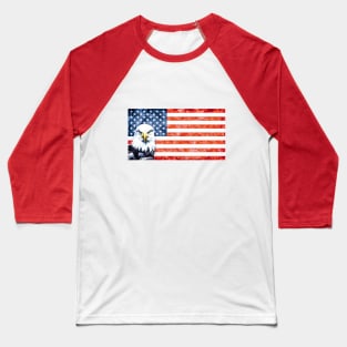 Rustic Distressed Eagle on American Flag Baseball T-Shirt
